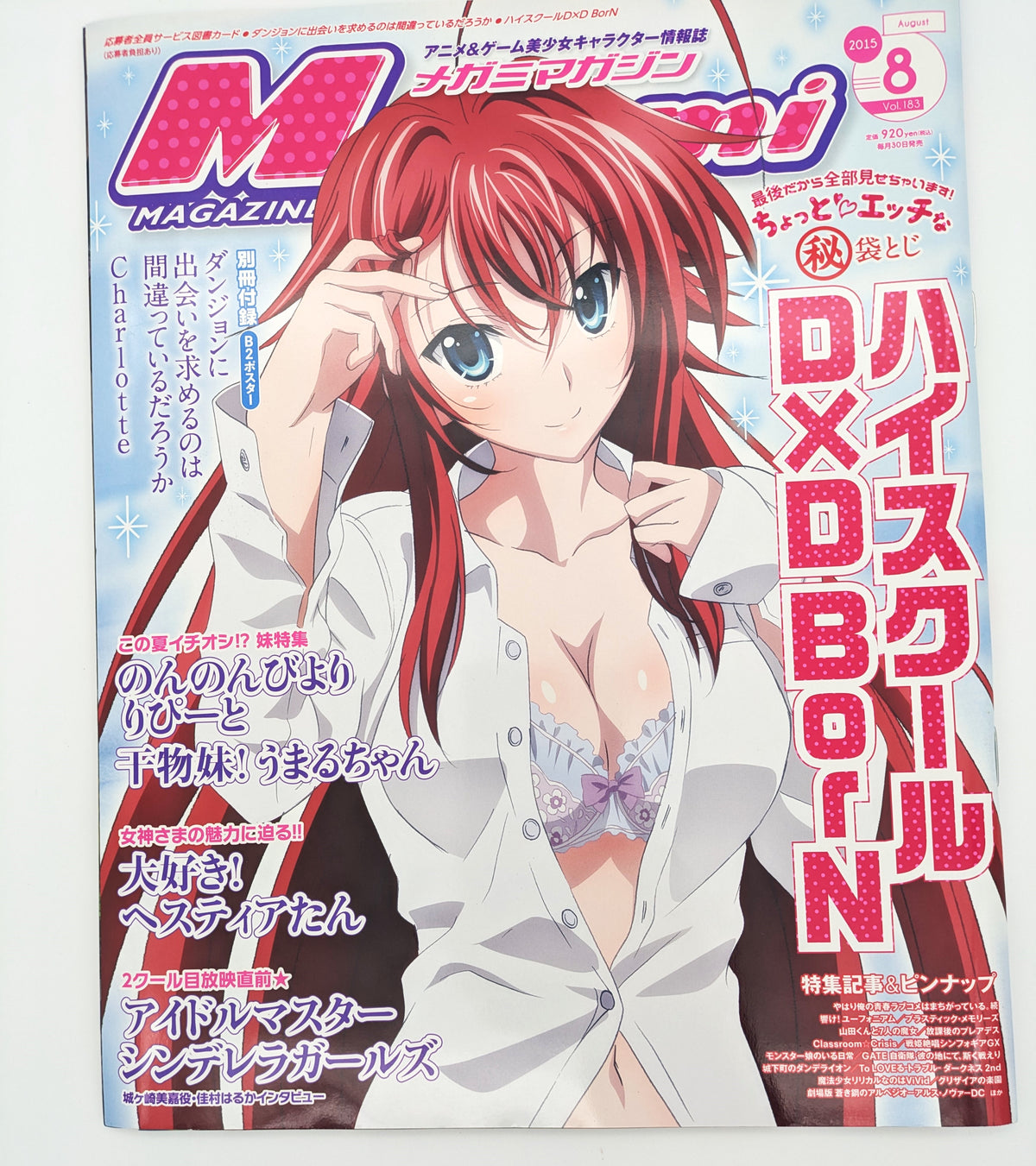 Megami Magazine Vol.183 August 2015 High School DxD BorN Rias Gremory Cover Mint Condition - Rare Collector Authentic Japanese Import - Japan Art & Doujin Shop