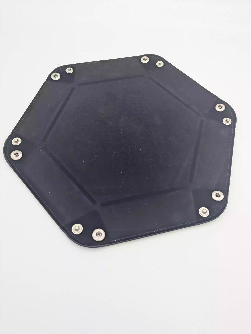Durable black dice tray with side logos, providing a professional look for tournament play.