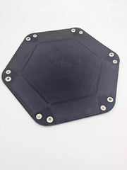 Durable black dice tray with side logos, providing a professional look for tournament play.