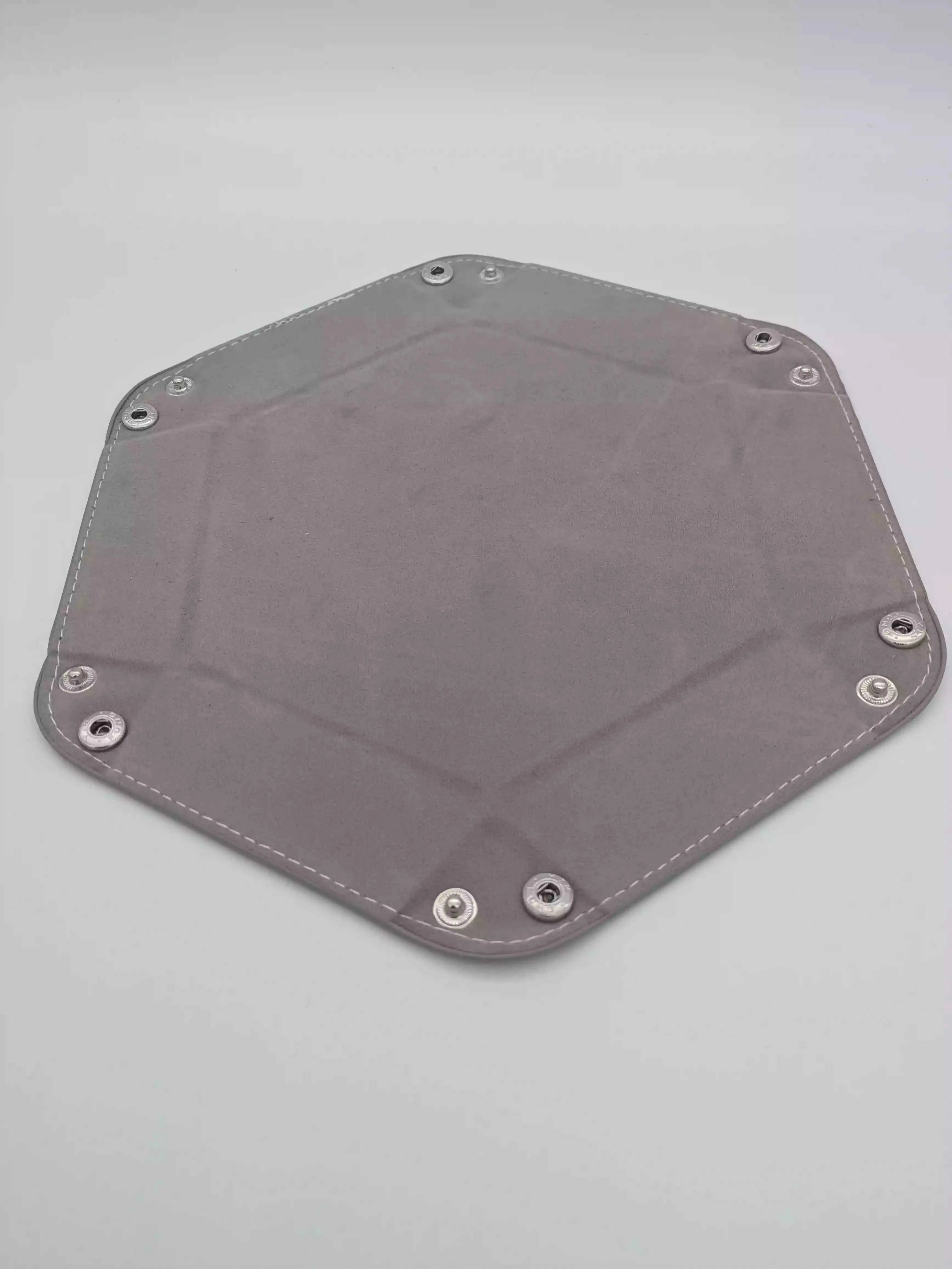 Premium Folding Dice Tray – Faux Leather & Velvet – Grey